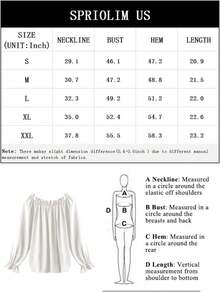 Spriolim - Blusa de gasa de manga larga con volantes y hombros descubiertos para mujer - 26 Boho Blanco - Ver 5