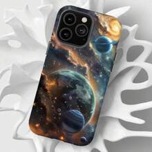 Funda para Teléfono con Diseño de Planetas de Cristal: Diseño Galáctico Metálico para iPhone, HONOR, , OPPO - Multicolor - Ver 9