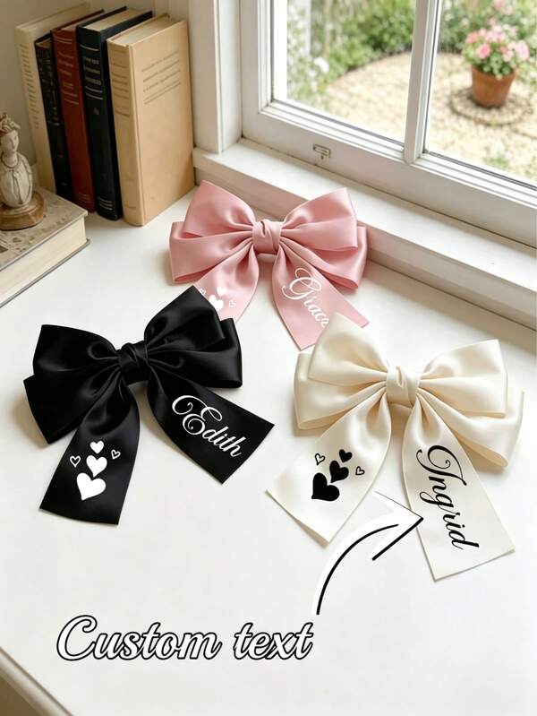 Custom Personalized Elegant Bow Hair Clip Headband, Women Alligator Barrettes, Daily Commute Party Hair Accessories