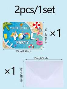 24pcs/1pc Pool Party Invitation Cards - Summer Pool Theme Design Invitation Cards, Perfect For Inviting Guests To Holiday Gatherings And Special Occasions, Suitable For Birthday Parties, Beach Vacation Parties, Hawaiian Theme Parties, Theme Parties And More. - One Size Fits All - View 9
