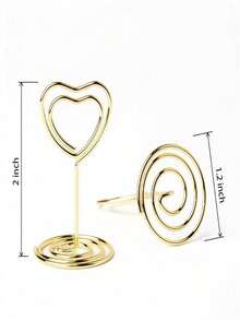 5/10/20 piezas Soportes de tarjeta de número de mesa con forma de corazón dorado, marcos de fotos, soportes de tarjeta de lugar de mesa, clips de menú de papel y tarjetas de mesa con acuarela verde, adecuados para la disposición de asientos de boda o fiesta, plegables, tamaño 3.54" X 3.93", suministros para fiesta de San Valentín (dorado/plateado) - oro - Ver 2