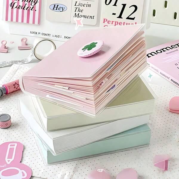 1pc Candy Color Thick Diary Notebook, DIY Planner 400 Pages Large Capacity Student Aesthetic Journal, Office, Diary, Planner, Notes, Travel, Sketching And Stationery School Supplies