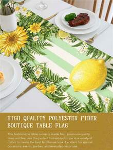 1pc,Summer Style,Pastoral Refreshing Summer Table Runner,Lemon Line Print,Multiple Sizes Available,Entrance Decor,Microwave Dust Cover,Suitable For Kitchen Dining Table Decoration,Party Decor,Dining Table Decor,Dining Table Arrangement,Home Decor - Green - View 8