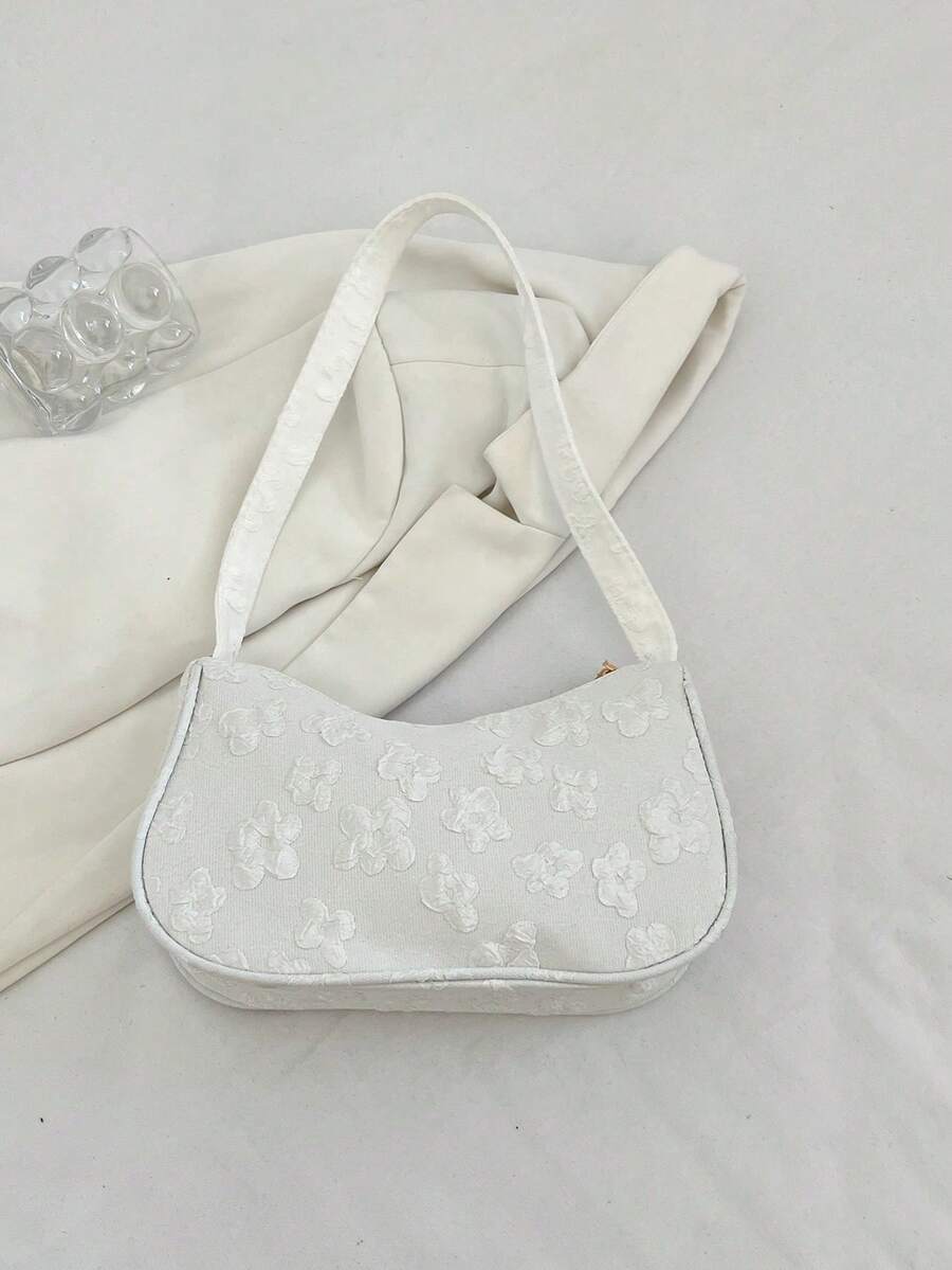 Minimalist Light Gray Corduroy Hobo Underarm Bag, Single Handle Handbag For Women, Soft Accessory For Casual And Office Look - Biru - View 1