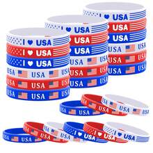 6 Silicone Wristbands Featuring The American Flag Pattern - "Vance" Wristbands - Perfect For Independence Day Gifts. - Multicolor - View 1