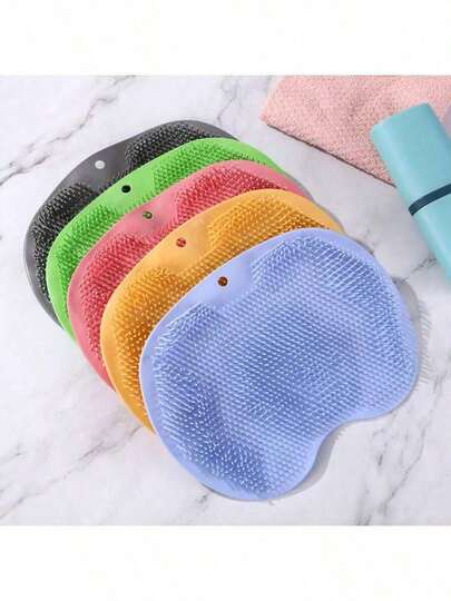 1pc Silicone Foot Massage Scrub Mat For Bathroom (Pink/Grey) - Can Be Used For Bathing, Back Massage And Foot Massage. Silicone Non-Slip Mat, Bathroom Floor Mat, Home Bathroom Decor, Autumn Decor, Back To School Decor