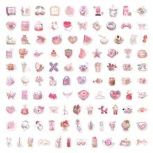 103pcs Pink 3D Colorful Graffiti Stickers, Die-Cut Decorative Decals For Computer, Water Bottle, Luggage School Supplies - Multicolor - View 5