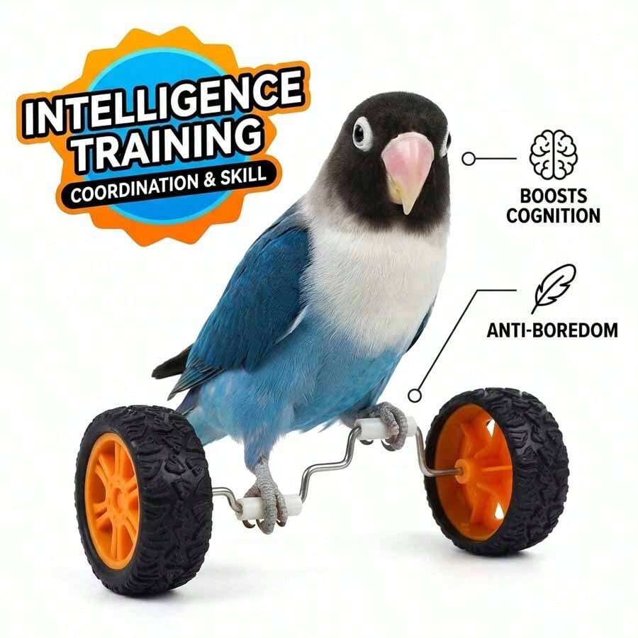 Parrot Balance Toy Skateboard - Parrot, Wave Parrot, Couple Parrot, Little Sunflower Parrot, Cone Parrot Training And Intelligence Toy - Fun Bird Cage Toy And Accessories, Relieve Boredom, Exercise Skills And Coordination Ability - A+B - View 1