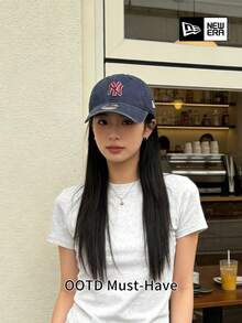 New Era American Navy Washed NY Embroidered Soft Baseball Cap, Unisex Daily Outdoor Sports Sun Hat - Blue - View 3