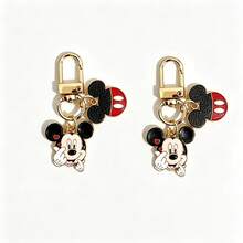 1/2pcs Disney New Cute Heart-Shaped Mickey Minnie Mouse Couple Keychain, Unisex Exquisite Metal Bag Charm Key Chain - Multiple Styles - View 7