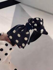 1pc Vintage Polka Dot Large Bow Headband, Women's Satin Wide Headband, Elegant Versatile Hair Accessory, Suitable For Dating And Daily Commuting - Multicolor - View 5