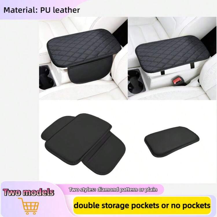 Upgraded Dual Side Storage Car Center Console Cover, 12.4*7.48in, Dual Pocket/No Pocket Styles, Super Soft Microfiber PU Leather Car Armrest Pad, Universal Car Armrest Storage Box, Suitable For Cars, RVs, Most Vehicles Interior Accessories - one-size - View 11