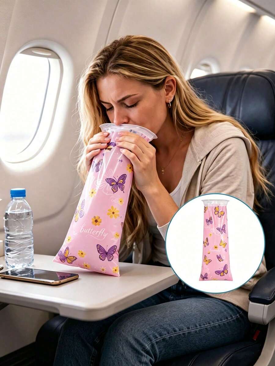 10pcs Vomit Bags, Car Trash Bags, Suitable For Motion Sickness, With Built-In Buckle Design, Leak-Proof, Applicable For Road Trips, Airplane, Outdoor Emergency Trash Bags, Travel, Emergency Toilet And Multi-Purpose Vomit Bags