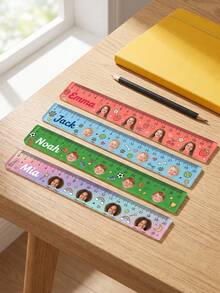 Custom Photo Name Acrylic Ruler, 20cm Cartoon Sport Kids Straight Ruler, Gradient Color School Stationery, Clear Precise Scale, Back To School Supplies For Boys Girls, Personalized Custom Gift For Daily Classroom Study - Multicolor - View 3