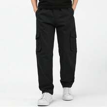 PLANET Pantalones Cargo Hombre 100% Algodón - Corte , Ajuste Holgado, Cintura Elástica y Cómodo |   Ideales para el Día a Día, Senderismo y Actividades Exteriores |   Versátil y Casual - Verde - Ver 2