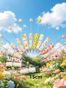 1/3/5/10/20pcs Multi-Color Flower & Mushroom Series Ballpoint Pens With Black Ink, Smooth Writing, Full Rhinestone Cover, Creative DIY Beaded Jewelry Pens, School Office Study Supplies Gift - Multicolor - View 11