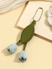 DIY Handmade Creative Leather Tulip Flower Keychain 1pc, Fresh PU Flower Key Hanger, Creative Holiday Gift For Partner And Friends, Souvenir, Creative Gift For Girlfriend, Holiday Gift For Mom, Phone Car Accessory Key Ring, Creative Holiday Gift For Others, Event Gift - Multicolor - View 6