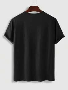 1 pezzo, T-shirt stampata a maniche corte, abbigliamento estivo da uomo - nero - Visualizzare 2