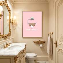 1 Stück minimalistisches "Don't Panic" Toilettenpapier Leinwand Wandkunst, zartrosa lustiges Badezimmer Dekor Poster, ungerahmter moderner vertikaler Leinwanddruck, ästhetische Heimwanddekoration für Badezimmer Toilette Schlafzimmer westlicher Stil Raumdekoration, ideales Geschenk zum Einzug - Verschiedenfarbig - Übersicht 4