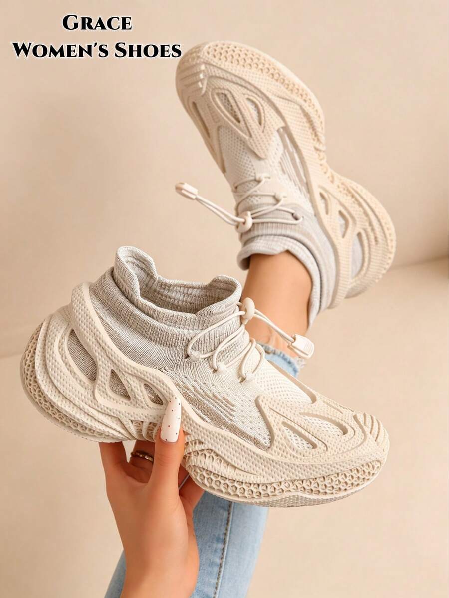 2026 Spring/Summer New Women's White Lace-Up Sneakers, Round Toe Low ...