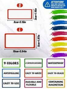 Colorful Border Magnetic Erasable Refrigerator Label Stickers, Creative Mini Magnetic Blackboard Memo Pads, Classification Label Stickers, Home Storage Food Memo Document Classification Magnetic Note Pads Set, Back To School - Multicolor - View 11