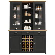 Multi-Purpose Highboard For Home With Tip-Over Protection, Stand Cabinet For Kitchen And Living - Black - View 8