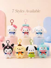 SANRIO 1個 8cm 毛絨包包吊飾，可愛 Hello Kitty/Cinnamoroll/My Melody/Kuromi 柔軟鑰匙圈，蓬鬆卡通吊飾，適合背包、帆布托特包、書包裝飾，可愛風格送給女孩與學生的禮物 - 彩色 - 查看 3