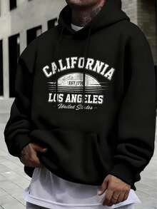 Men's Long-Sleeved Hoodie With Thermal Lining, Featuring A Print Of Forest Camping Elements And Outdoor Landscapes, Autumn/Winter - 銅色 - 查看 1