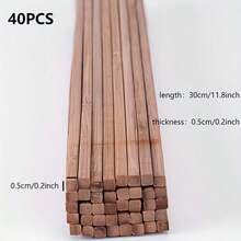 40pcs/30cm Square Bamboo Strips, Natural And Carbonized Wood Color, 30cm Long 5mm Thick Unprocessed Bamboo Wood Handmade Strips, Smooth DIY Model Making Material, Miniature Dollhouse Scene Construction, Architectural Model Building - 30cm Long - View 14