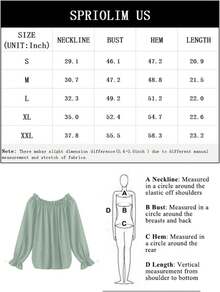 Spriolim - Blusa de gasa de manga larga con volantes y hombros descubiertos para mujer - 32 Azul Floral - Ver 5