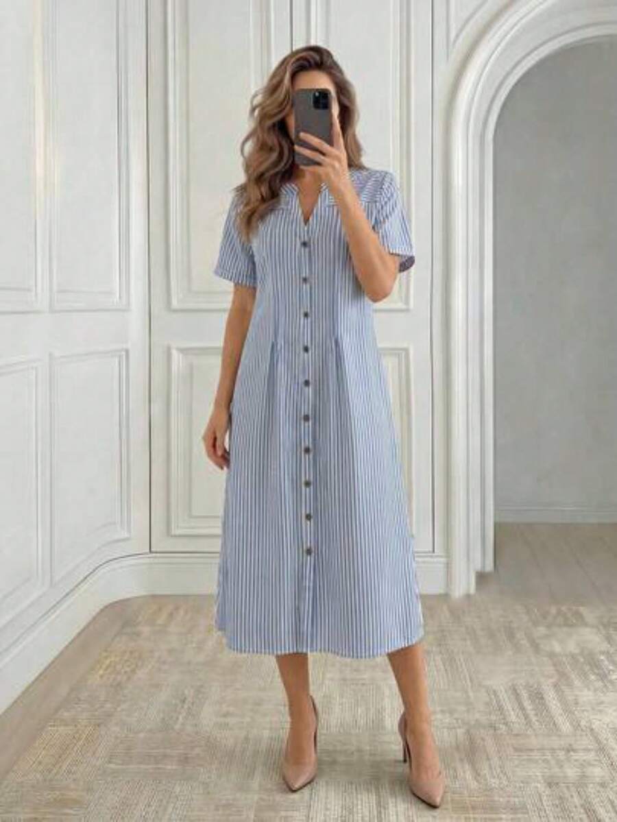 Women Midi Dresses - 藍色的 - 查看 1