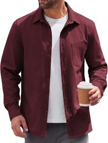 - Chaqueta ligera con botones para hombre, chaqueta casual de algodón - Beige - Ver 6