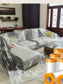 Cubierta multiusos a prueba de polvo, a prueba de viento, a prueba de insectos para otoño/invierno - Protección impermeable para muebles durante la renovación y limpieza - Película de polietileno transparente inodora - Multicolor - View 1