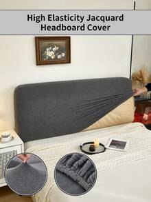 1PC New Jacquard Bed Headboard Cover, Solid Color, High Elasticity, Pet-Proof Against Dirt And Scratching, Soft Skin-Friendly, Convenient Non-Slip Dust-Proof, Machine Washable, All-Season Use, Suitable For Various Occasions - Dark Grey - View 19