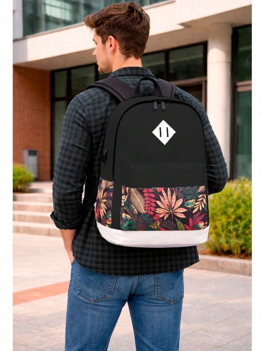 Shendy Vendy Backpack With Large Capacity, 5-Piece Set Fashionable Cool Youth Backpack Pencil Case Laptop School Student - MOD220 Negro2 - 查看 1