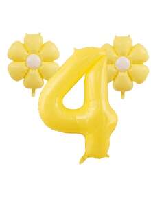3pcs Giant 40 Inch Lemon Yellow Number 0-9 Balloon Set, Includes 18 Inch Fresh Daisy Balloons, Suitable For Birthday, New Year, Anniversary, Anniversary Party Decoration, 40 Inch Large Number Birthday Balloons - Number - View 6