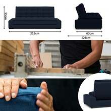 HOMEMAKE FURNITURE Sofá Cama Matrimonial Multifunción cojín de Respaldo Reversible Sofa de Sala, Sofá Cama Convertible, 2 Portavasos, Hecho en México - Azul - Ver 3