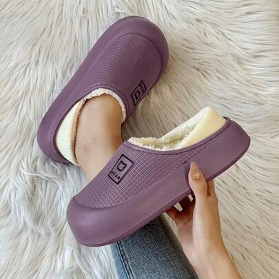 Sepatu Musim Dingin Hangat Ringan Wanita MAOLI dengan Bagian Atas Tahan Air dan Lapisan Bulu Tebal, Gaya Olahraga Luar Ruangan, Patchwork Warna Blok, Kasual, Cetak Huruf & Kartun Beruang, Sepatu Bakiak Tebal untuk Pasangan, Lembut, Elastis, Tahan Aus, Anti Selip, Modis untuk Pria, Tahan Lama, dan Bernapas