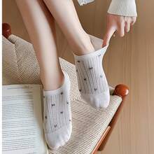 5 Pasang Kaos Kaki Wanita Model INS dengan Pita, Tipis, Anti Selip, Tidak Mudah Lepas, Berongga, Bernapas, Potongan Pendek, Model Perahu - kaus kaki perahu motif dasi kupu-kupu - View 9