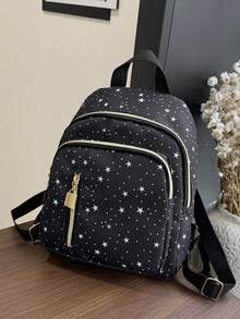 Mochila Estudiantil de Gran Capacidad Estilo Universitario para Mujeres, Adecuada para Escuela Secundaria, Preparatoria, Universidad - Negro 2 - Ver 1