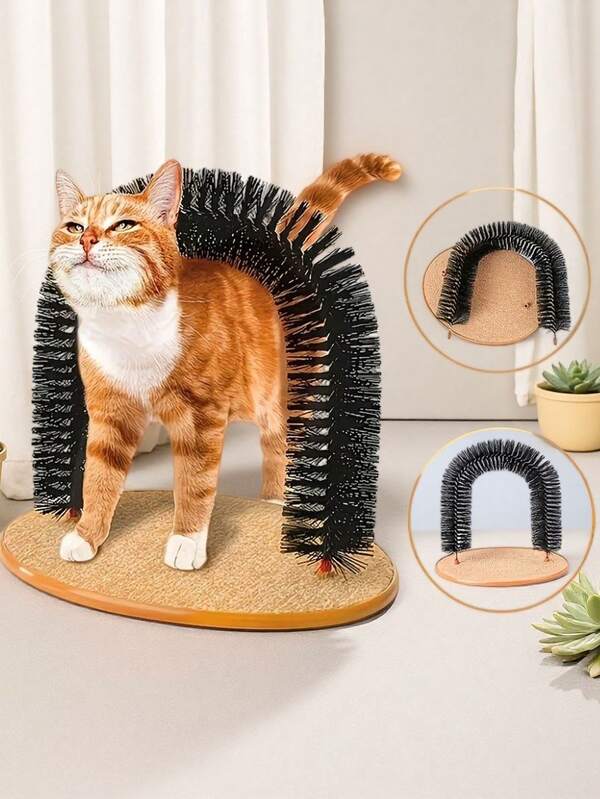 1pc Cat Irresistible Grooming Brush And Scratching Toy - Cat Arch Self-Groomer: Pamper Your Cat With Massage And Grooming Brush!
