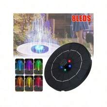 Solar Fountain Pump,8 LED Light Solar Fountain Light 3W 8 Nozzle Water Pump Outdoor Bird Bath Garden - Colorful - View 4