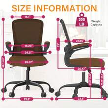 Silla de oficina ergonómica con soporte lumbar ajustable, silla de computadora de malla, respaldo alto, reposabrazos abatibles, sillas de trabajo aprobadas BIFMA, silla ejecutiva para oficina en casa - Caramelo - Ver 3