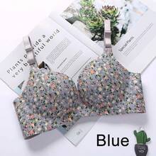 Sujetador sin aros de acero para mujer, tipo push-up, sin costuras, con estampado floral, ropa interior sexy. - Flor blanca - Ver 13