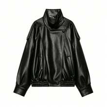 Liorin Autumn/Winter New Women's European & American Style Fashion Minimalist Versatile Jacket High-End Faux Leather Coat - Black - View 10