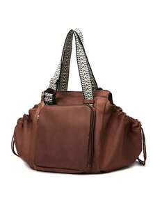1 pieza Bolso multiusos para mamá, bolso tote de gran capacidad y mochila, estilo unisex, adecuado para uso diario, compras y viajes, Nota: El color de la correa del hombro es aleatorio - Café integral - Ver 3