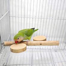Parrot Natural Wood Round Combination Perch Stand, Pine Wood Dual Platform Perch Rack, Suitable For Tiger-Striped, Peony, Cockatiel, General Resting And Jumping Platform - Multi-functional Combination - View 3