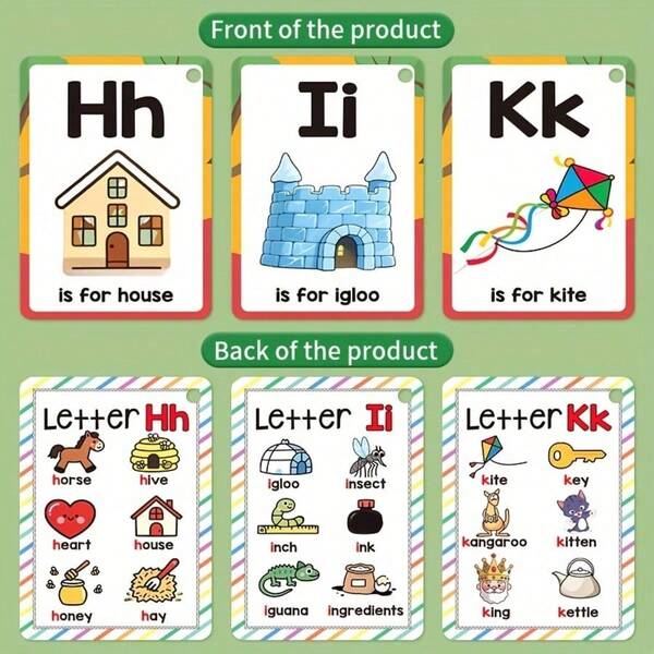 ABC English Letters, 26 Alphabet Flash Cards For Children, Phonics Flash Cards, English 26 Alphabet Phonetic Pocket Cards