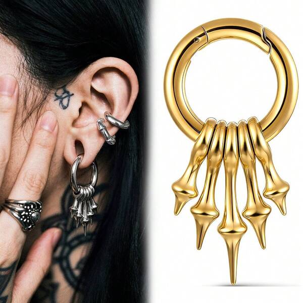 1pc 4mm Gothic Cone Ear Plug Ear Gauge Ear Stretchers Pendant Style Stainless Steel Ear Expander Body Piercing Jewelry Punk Gift Unisex Ear Lobe Expander