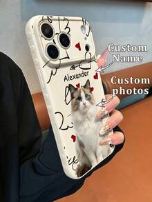 1件客製化寵物肖像與姓名側心3D設計大窗全覆蓋手機殼，相容 iPhone 17ProMax/17Air/16Pro/15/14ProPlus/13/12/11/XS Max/8/7 及 Galaxy S26ULTRA/S25Plus/S24/S23FE/S22/A03S/A05/A10S/A12/A13/A14/A15/A35/A36/A20/A50/A55/A56/M05，精美奢華吸睛全覆蓋鏡頭防摔保護殼手機配件 - 白色 - 查看 3